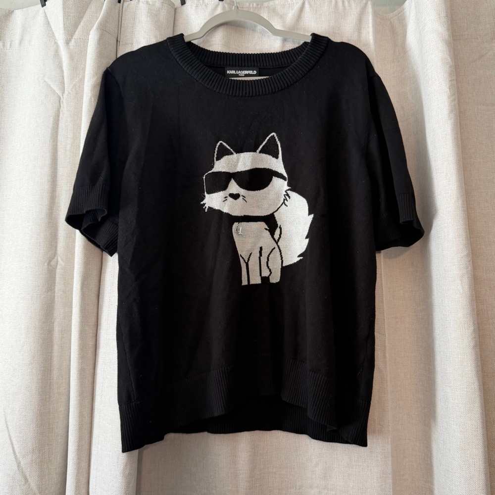 KARL LAGERFELD PARIS Choupette graphic sweater top - Picture 2 of 4